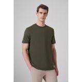 Morven Erkek Haki Basic Bisiklet Yaka Dynamic Fit Pamuk T-Shirt - XL