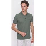 Morven Erkek Haki Basic Düz %100 Pamuk Slim Fit Dar Kesim Kısa Kollu Polo Yaka Tişört
