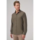 Morven Erkek Haki Trend Düz Slim Fit Tam Italyan Yaka Gömlek
