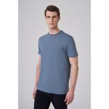 Morven Erkek Indigo Basic Bisiklet Yaka Dynamic Fit Pamuk T-Shirt - 2XL - İndigo