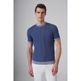 Morven Erkek Indigo Trend Bisiklet Yaka Triko T-Shirt - İndigo