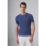 Morven Erkek İndigo Trend Bisiklet Yaka Triko T-Shirt