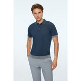 Morven Erkek Indigo Trend Polo Yaka Tencel Triko T-Shirt - İndigo - XL