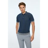 Morven Erkek İndigo Trend Polo Yaka Tencel Triko T-Shirt