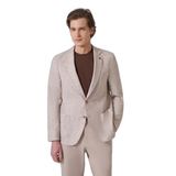 Morven Erkek KAHVE Keten Trend Desenli Slim Fit Mono Yaka Ceket