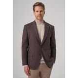Morven Erkek Kahve Poliviskon Dokuma Desenli Dynamic Fit Mono Yaka Ceket - 6 Drop - 58