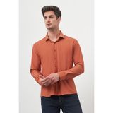 Morven Erkek Kiremit Trend Slim Fit Italyan Yaka Gömlek - 2XL