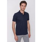Morven Erkek Lacivert Basic Düz %100 Pamuk Slim Fit Dar Kesim Kısa Kollu Polo Yaka Tişört
