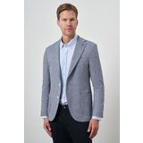 Morven Erkek Lacivert Keten Dokuma Slim Fit Mono Yaka Ceket
