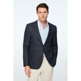 Morven Erkek Lacivert Keten Trend Desenli Slim Fit Ceket - 56 - 6 Drop