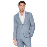 Morven Erkek Lacivert Keten Trend Desenli Slim Fit Mono Yaka Ceket