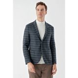 Morven Erkek Lacivert Örme Slim Fit Torba Cep Mono Yaka Spor Ceket