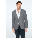 Morven Erkek Lacivert Örme Trend Desenli Slim Fit Mono Yaka Ceket - 54 - 6 Drop