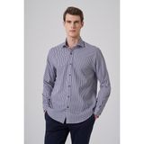 Morven Erkek Lacivert Pamuk Trend Dynamic Fit Italyan Yaka Gömlek - 2XL