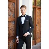 Morven Erkek Lacivert Poliviskon Ceromonia Jakar Desen Slim Fit Şal Çıkma Yaka Damatlık - 6 Drop - 52