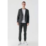 Morven Erkek Lacivert Poliviskon Trend Çizgili Desen Slim Fit Mono Yaka Takım Elbise - 6 Drop - 44