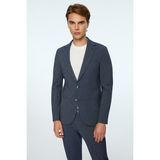 Morven Erkek Lacivert Poliviskon Trend Çizgili Slim Fit Mono Yaka Takım Elbise - 6 Drop - 48