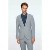 Morven Erkek Lacivert Poliviskon Trend Desenli Slim Fit Mono Yaka Ceket - 50 - 6 Drop