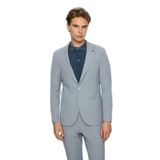Morven Erkek Lacivert Poliviskon Trend Desenli Slim Fit Mono Yaka Ceket
