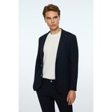 Morven Erkek Lacivert Polyester Trend Gofre Slim Fit Mono Yaka Takım Elbise - 6 Drop - 56