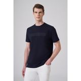 Morven Erkek Lacivert Trend Baskılı Bisiklet Yaka Dinamik Fit T-Shirt - 2XL