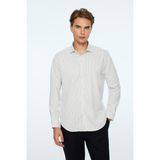 Morven Erkek Lacivert Trend Çizgili Slim Fit Italyan Yaka Gömlek