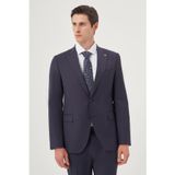 Morven Erkek Lacivert Yünlü 8-Drop Trend Çizgili Slim Fit Sivri Yaka Takım Elbise