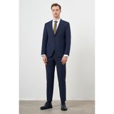Morven Erkek Lacivert Yünlü Platinium 8-Drop Slim Fit Sivri Yaka Takım Elbise - 48 - 8 Drop