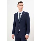 Morven Erkek Lacivert Yünlü Platinium Ekoseli Slim Fit Mono Yaka Takım Elbise - 48 - 6 Drop