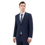 Morven Erkek Lacivert Yünlü Platinium Ekoseli Slim Fit Sivri Yaka Takım Elbise