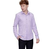 Morven Erkek Lila Pamuklu Oxford Düz Slim Fit Dar Kesim Pensli Gömlek