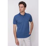 Morven Erkek Marine Basic Düz %100 Pamuk Slim Fit Dar Kesim Kısa Kollu Polo Yaka Tişört