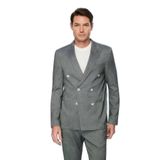 Morven Erkek Marine Keten Trend Desenli Slim Fit Sivri Yaka Kruvaze Takım Elbise