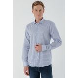 Morven Erkek Mavi B.gabardin Pamuk Desenli Slim Fit Gömlek