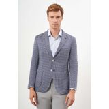 Morven Erkek Mavi Örme Slim Fit Torba Cep Mono Yaka Spor Ceket