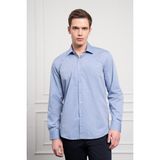 Morven Erkek Mavi Pamuk Trend Regular Fit Sert Yaka Gömlek - XL