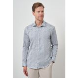 Morven Erkek Mavi Pamuk Trend Slim Fit İtalyan Yaka Gömlek