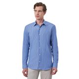 Morven Erkek Mavi Pamuk Trend Slim Fit Sert Yaka Gömlek