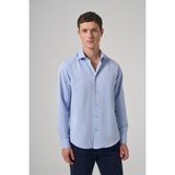 Morven Erkek Mavi Polyester Trend Desenli Dynamic Fit Italyan Yaka Gömlek