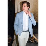 Morven Erkek Mavi Polyester Trend Ekoseli Slim Fit Mono Yaka Ceket