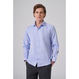 Morven Erkek Mavi Polyester Trend Slim Fit Tam Italyan Yaka Gömlek - 3XL