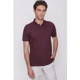 Morven Erkek Mürdüm Basic Düz %100 Pamuk Slim Fit Dar Kesim Kısa Kollu Polo Yaka Tişört