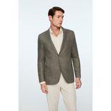 Morven Erkek Nefti Dokuma Trend Düz Slim Fit Mono Yaka Ceket - 50 - 6 Drop - Açık Nefti