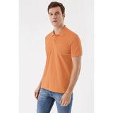 Morven Erkek Oranj Basic Düz %100 Pamuk Slim Fit Dar Kesim Kısa Kollu Polo Yaka Tişört