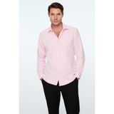 Morven Erkek Pembe Düz Slim Fit Sert Yaka Gömlek