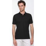 Morven Erkek Siyah Basic Düz %100 Pamuk Slim Fit Dar Kesim Kısa Kollu Polo Yaka Tişört