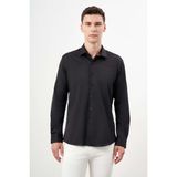 Morven Erkek Siyah Basic Düz Desen Italyan Yaka Slim Fit Gömlek - XS