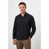 Morven Erkek Siyah Basic Düz Desen Sert Yaka Regular Fit Gömlek - XL