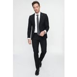 Morven Erkek Siyah Basic Düz Slim Fit Dar Kesim 6 Drop Takım Elbise