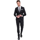 Morven Erkek Siyah Basic Düz Slim Fit Dar Kesim Çift Yırtmaç Takım Elbise